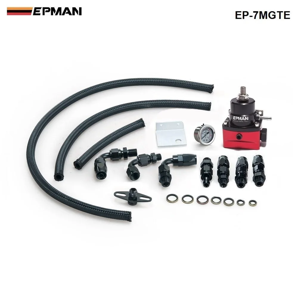 Гоночный автомобиль заготовка регулятор давления топлива+ манометр комплект фитинги с масляной линией красный для Honda Accord 03-07 AF-7MGTE - Цвет: EPMAN