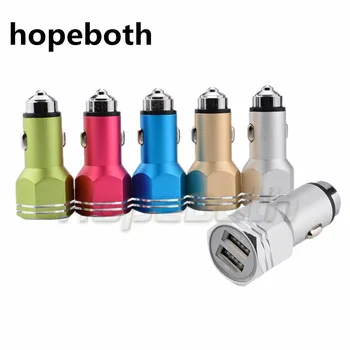 

High quality Metal Dual USB Car Charger12 24V 5.0V 2.1A 1A Universal charger for Apple iPhone iPad iPod Samsung Galaxy