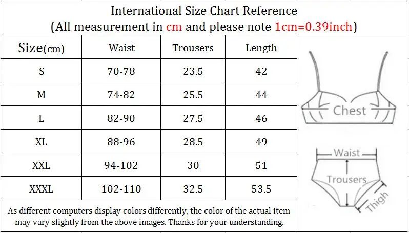 size chart swimming trunks