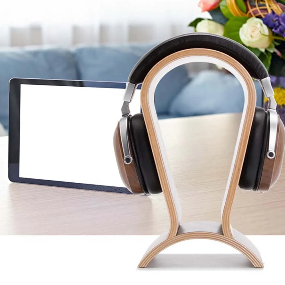 JINSERTA Classic Wooden Headphone Headset Stand Earphone Holder Walnut Hanger Display Shelf Earphone Accessories