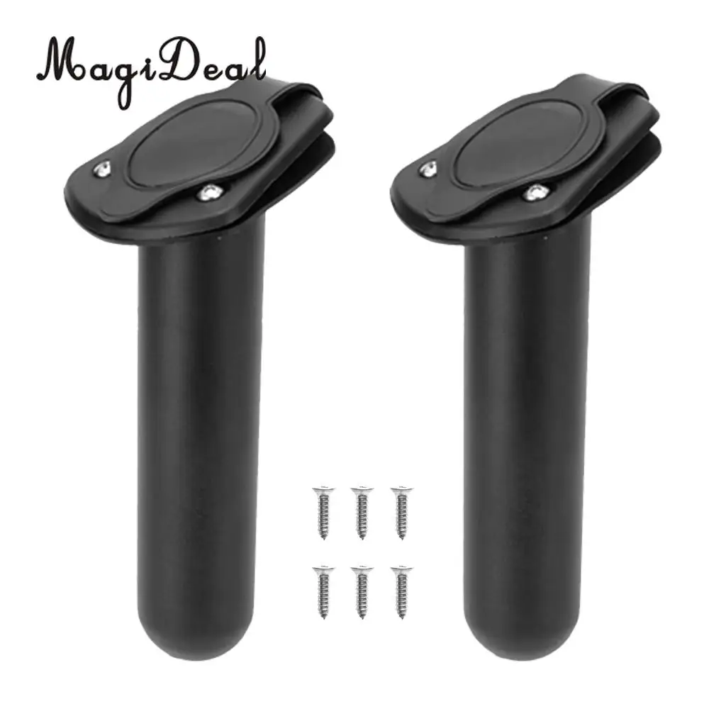 MagiDeal Marine 2 Pieces Fishing Rod Holder with Cap for Boat Kayak Canoe - Flush Mount Fishing Tackle Rafting Accessories