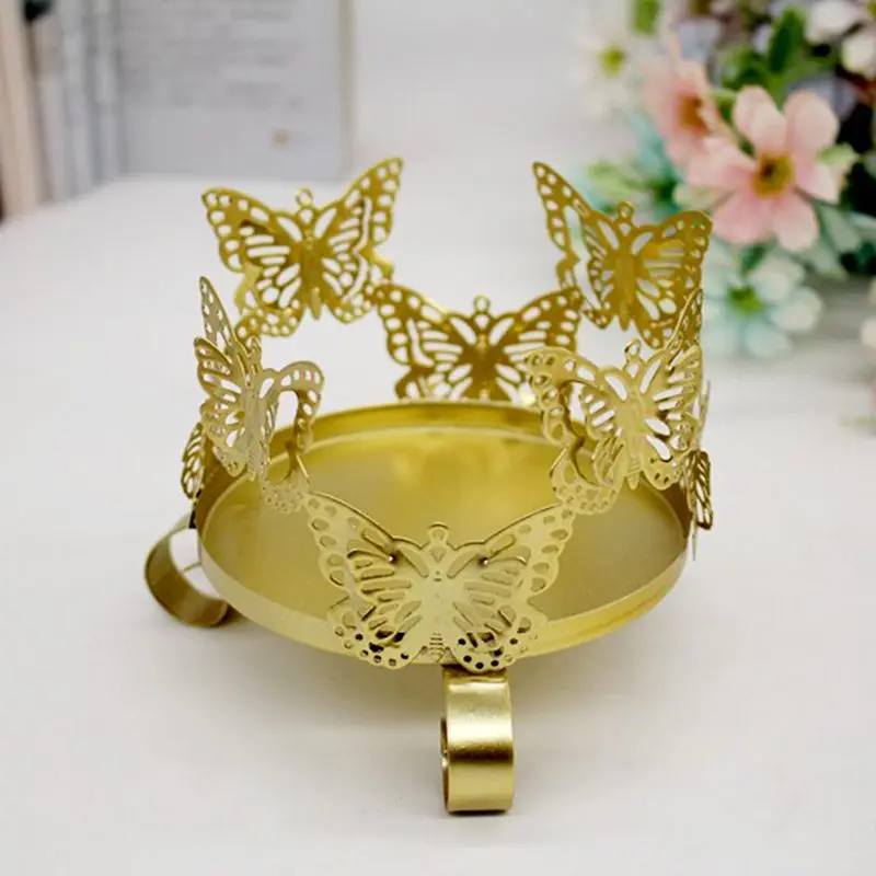 

Hollow-Designed Candlestick Metal Iron Wedding Candle Holders Gold Plating Decoration For Home Bedroom