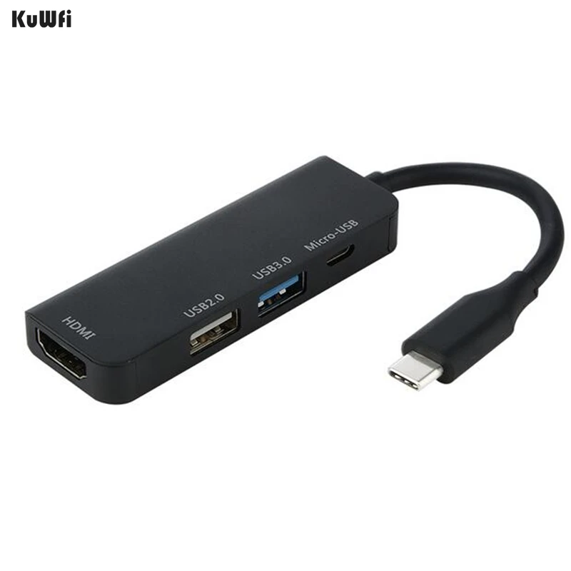 KuWFi Tpye C концентратор для Micro USB 3 0 2 HDMI Thunderbolt 4 порта сплиттер адаптер Type