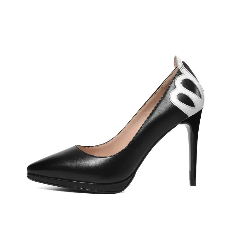 

2019 spring and autumn time super high heel shallow mouth stiletto pointed women's shoes black ljj 0324