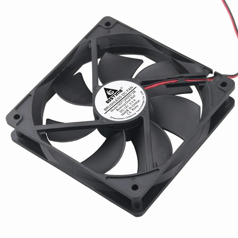 

2 pieces Gdstime 12V 2600RPM 120mm x 25mm Ball Bearing 2-Wire 12cm 0.3A DC Brushless Cooling Fan 120mm*120mm CPU Cooler 12025B