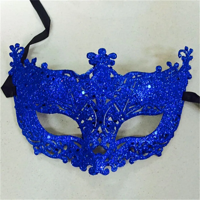 Маскарад представление Половина лица лиса блесток кружева маска Принцесса Венеция маска на Хеллоуин и Рождество вечерние мяч маска - Цвет: Синий