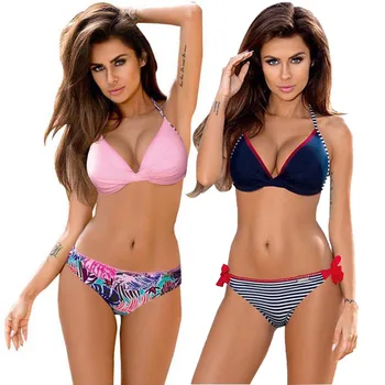 

TCBSG 2019 New Sexy Bandage Push Up Bikinis Swimsuit Women Swimwear Halter Top Brazilian Bikini Set Beach Bathing Suits S~2XL