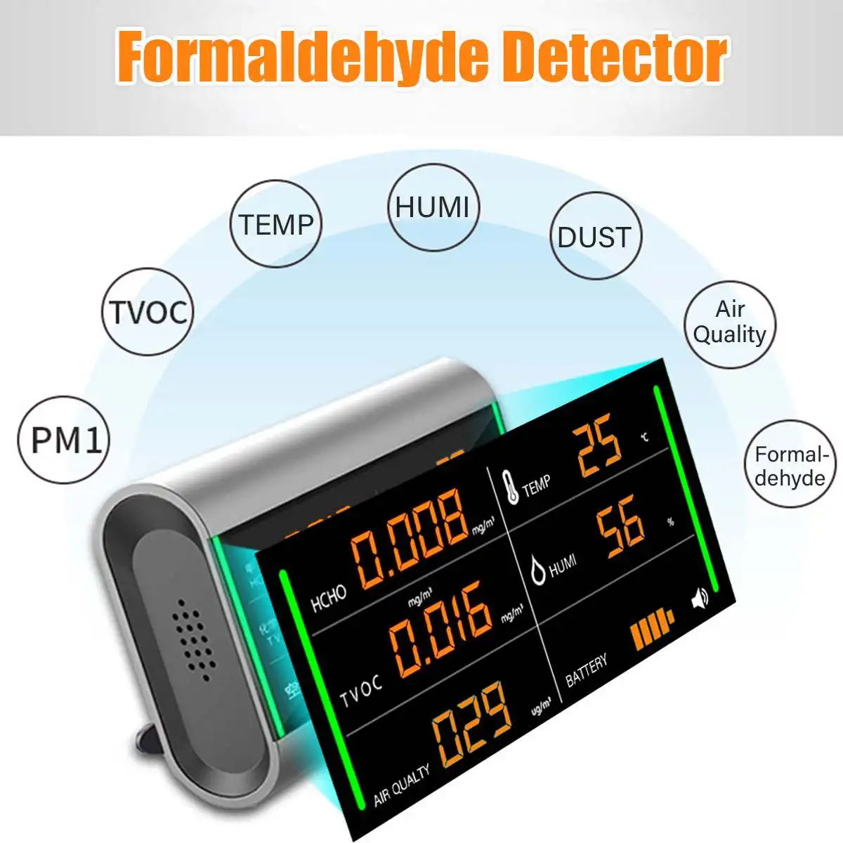 Тестер формальдегида цифровой Экран домашний Датчик качества воздуха USB Перезаряжаемые TVOC HCHO бензол/пыли/Температура/измеритель влажности