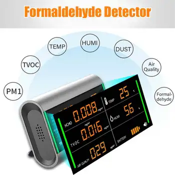 

Formaldehyde Tester Digital Screen Home Air Quality Detector USB Rechargeable TVOC HCHO Benzene/Dust/Temperature/Humidity Meter
