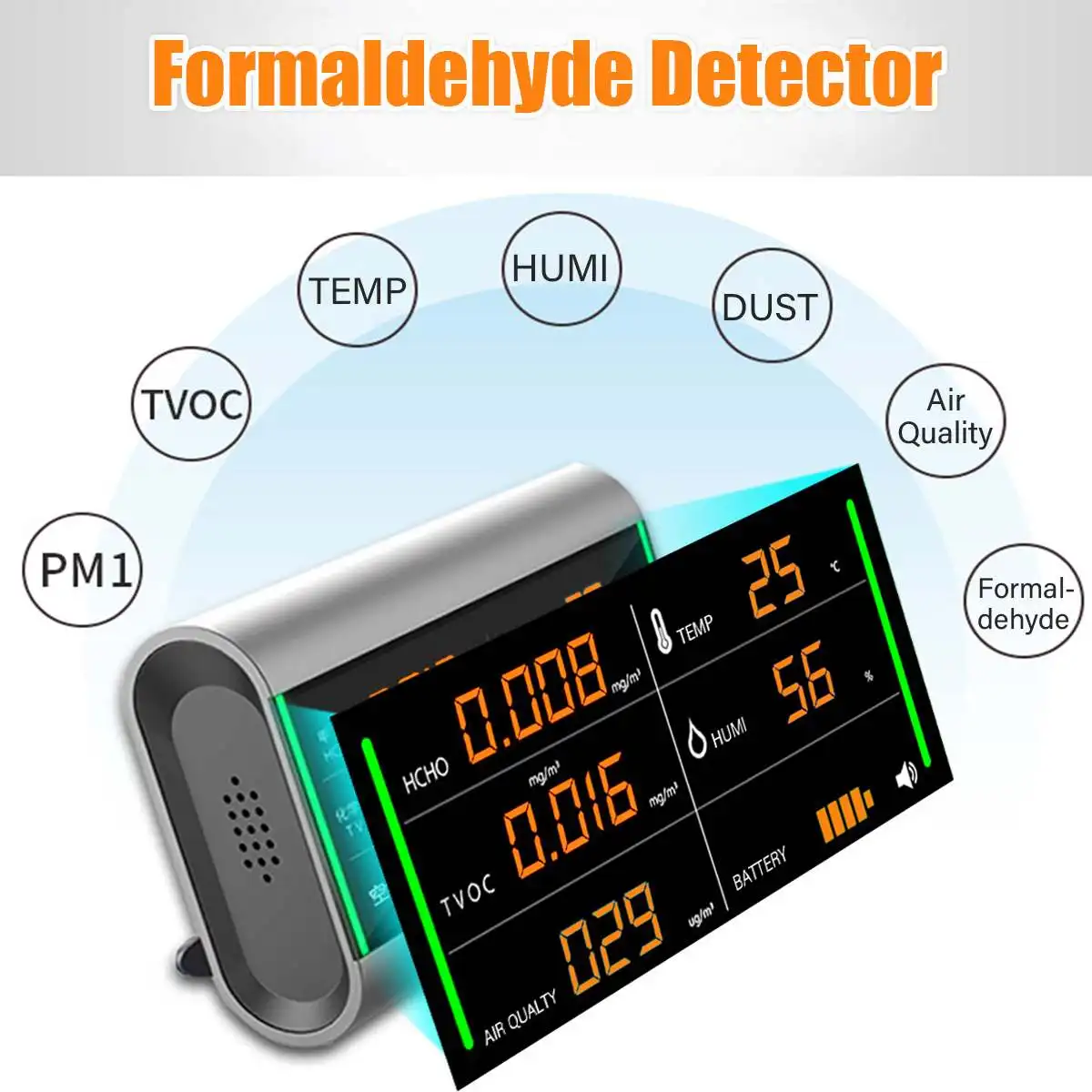 Comprar Probador de formaldehído pantalla Digital Detector de calidad del aire en casa medidor de benzeno polvo temperatura humedad recargable por USB