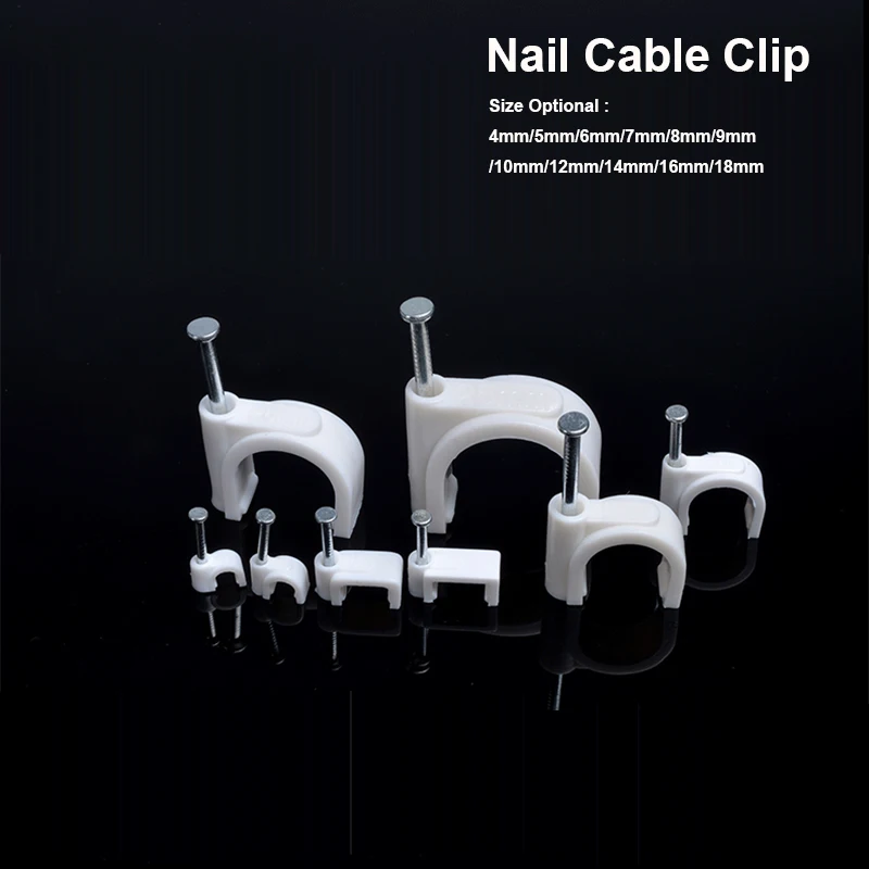 

500pcs/lot Steel Circle Nail Clip 12mm Circle cable clips suit for fix 2x4mm2 /3*1.5mm2/3x2.5mm2 Sheath line on the wall