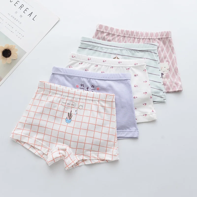 

HPBBKD 5Pcs/lot Girls Cotton Boxer Briefs Girl Panties Girls Boxer Shorts Children's Panties Kids Underwear For 2-14 Years GU205