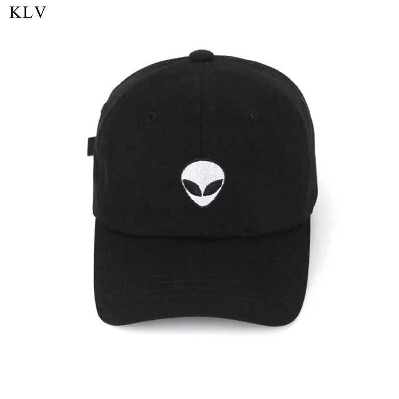 KLV Новая черная бейсболка с вышивкой пришельцев хлопковая Регулируемая уличная