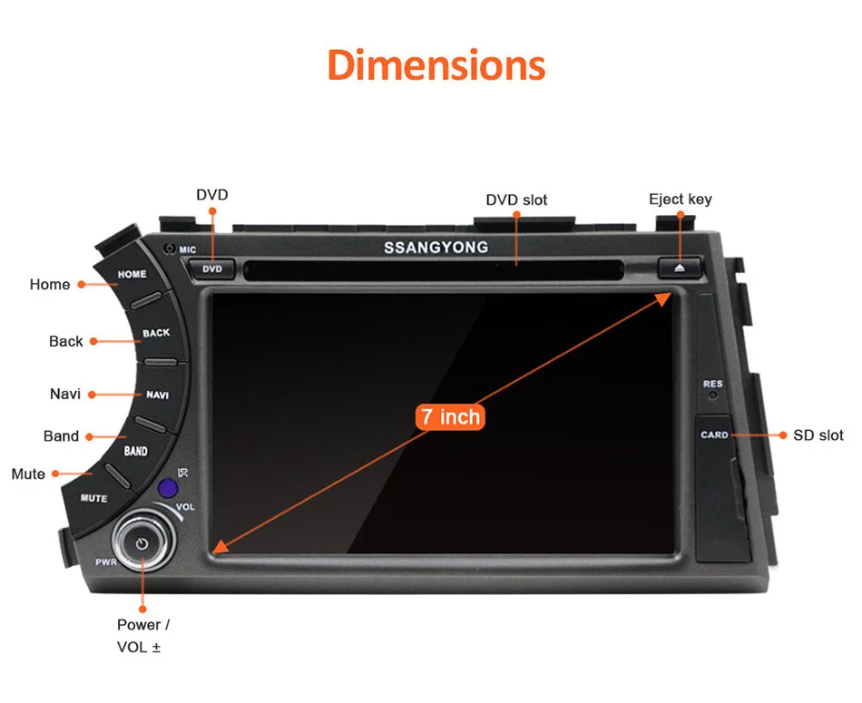 Clearance Eunavi 7" 2 din Android 8.1 TDA 7851 car dvd gps stereo for ssangyong Kyron Actyon 4G Wifi BT support DVR OBD2 1024*600 russian 21