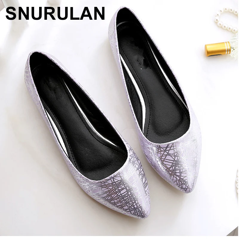 SNURULAN Women casual flat heel shoes PU leather soft bottom size 33 45