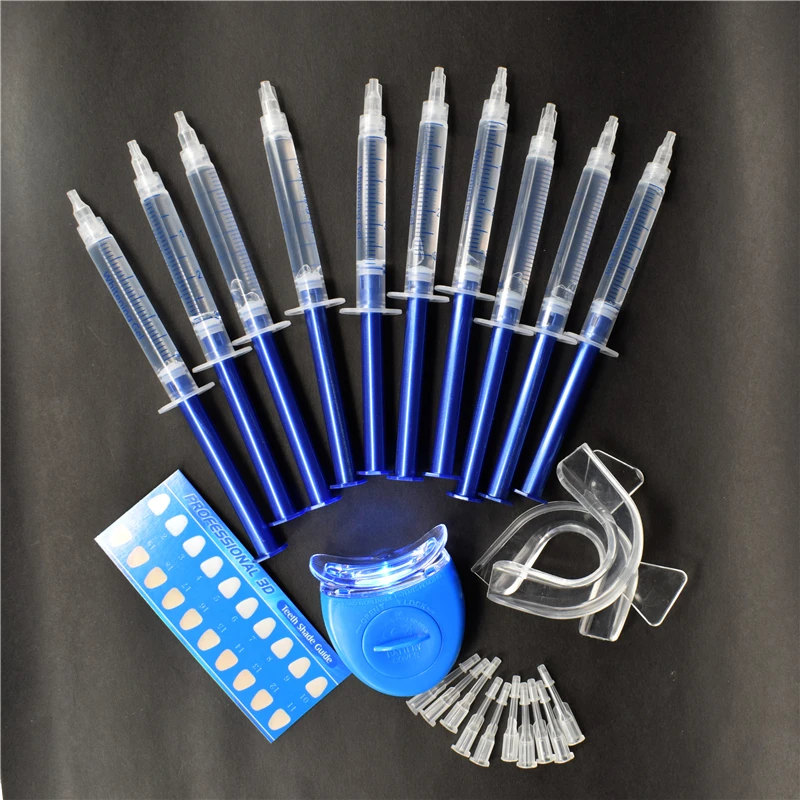 

Teeth Whitening Kit With 10 PCS Teeth Whitening Gel Pen 1 Mini Blue LED Tooth Care Light 2 Mouth Tray 1 Tooth Whitener Bleach