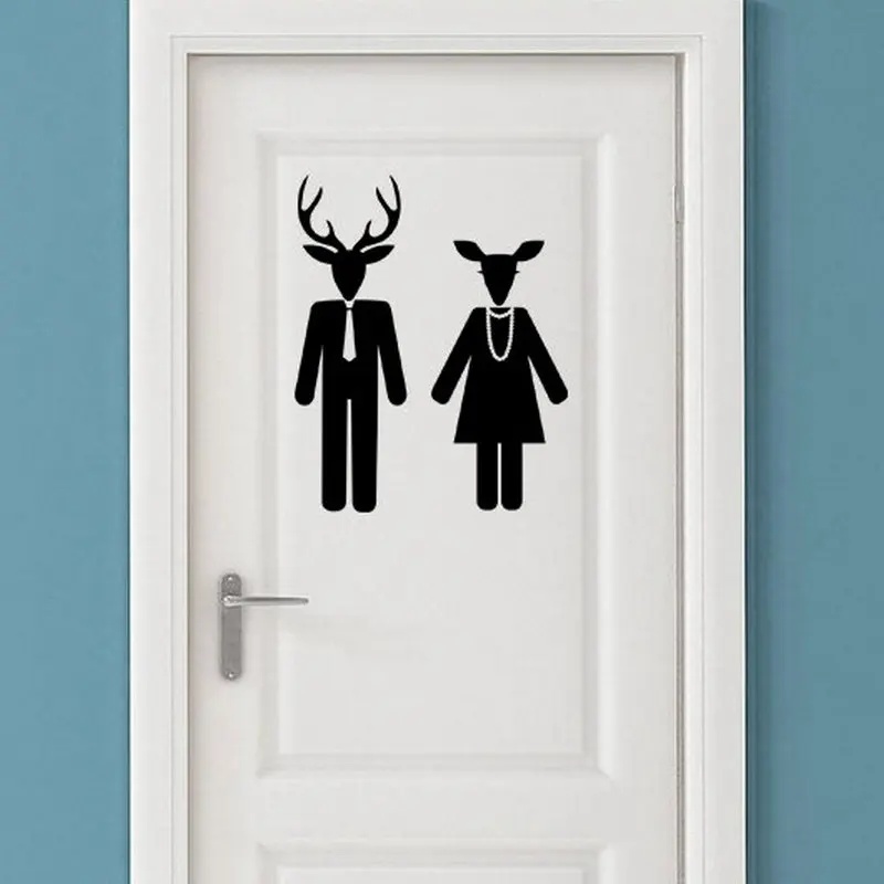 

Creative Toilet Sign Bathroom Family Restroom Wall Decal Waterproof Toilet Door Sticker