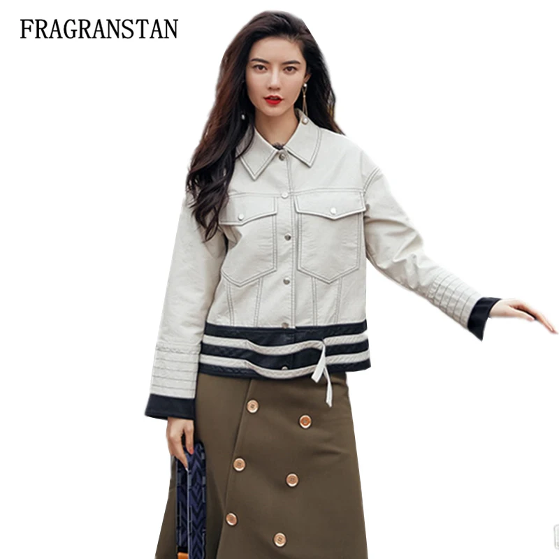 Haute Pu Court Rayé Poches Unique Poitrine Casual Ivory Qualité Vintage Automne Manteaux Lâche Vestes Jq349 Nouveau Mode Famela Hiver nWqIxfXx6