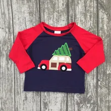 Christmas Fall/winter baby boys children clothes boutique cotton top t-shirts raglans outfits red Santa long sleeve raglans