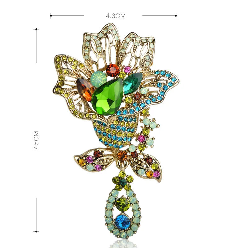 Blucome Big Rhinestone Brooches For Women Elegant Wedding Bridal Brooch Shawl Hijab Pins Fine Jewelry Famous Relogios Feminino