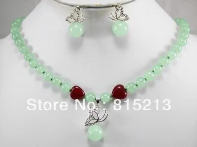 

ddh00274 Fashion Set 10mm Nature Green Necklace Earring