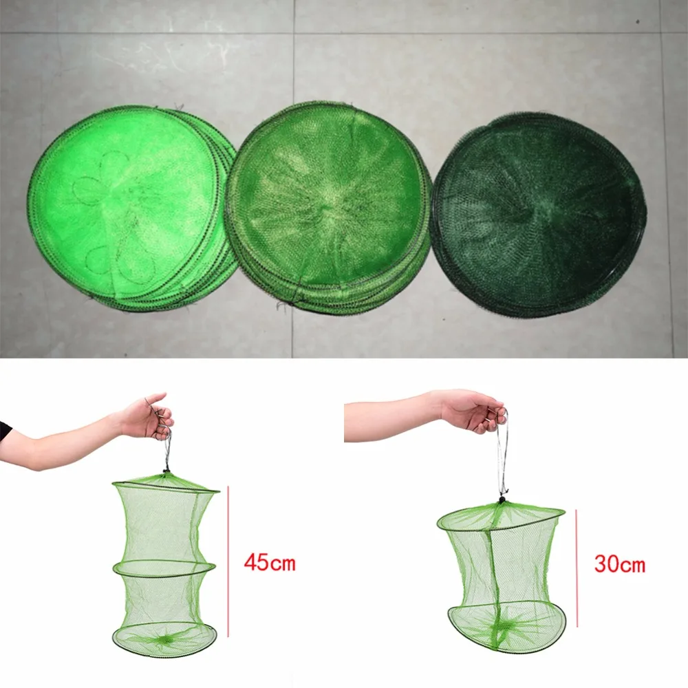 

Nylon Mesh Fishing Landing Tackle Folding Round Metal Frame Nylon Mesh Crab Crawdad Shrimp Minnow Bait Trap Cast Fish Net