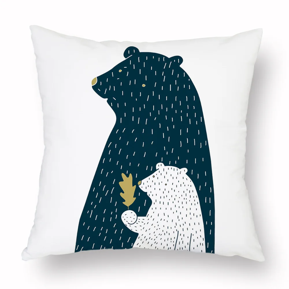 

Nordic short plush Pillow Case Polyester Decorative Green Leaves Throw Pillow Cover Square Poszewki Na Poduszki style9