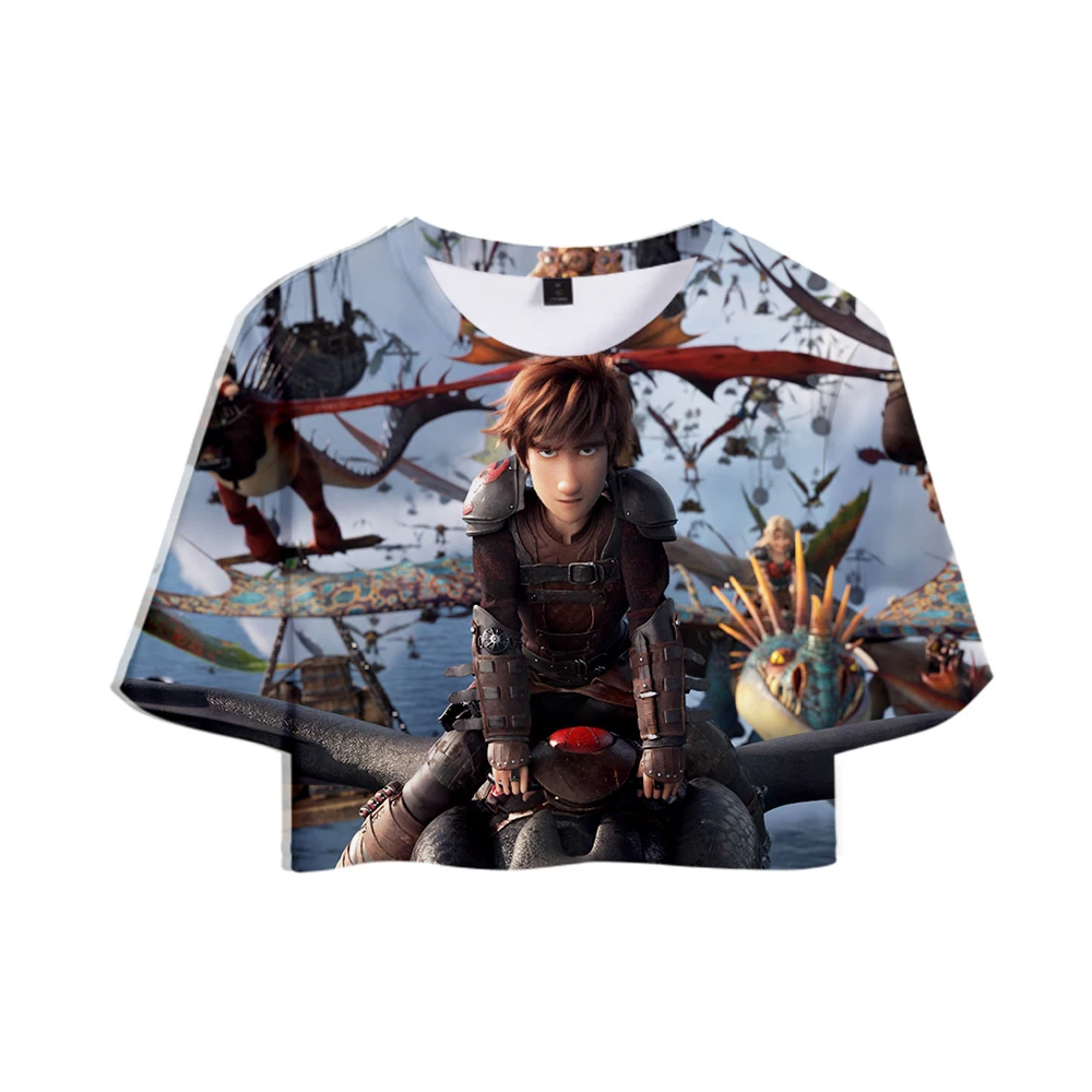 

cartoon How to Train Your Dragon Anime 3D Print Women Summer Sexy Tops Crops Navel Printed Shorts T-shirt 2019 Casual Crop