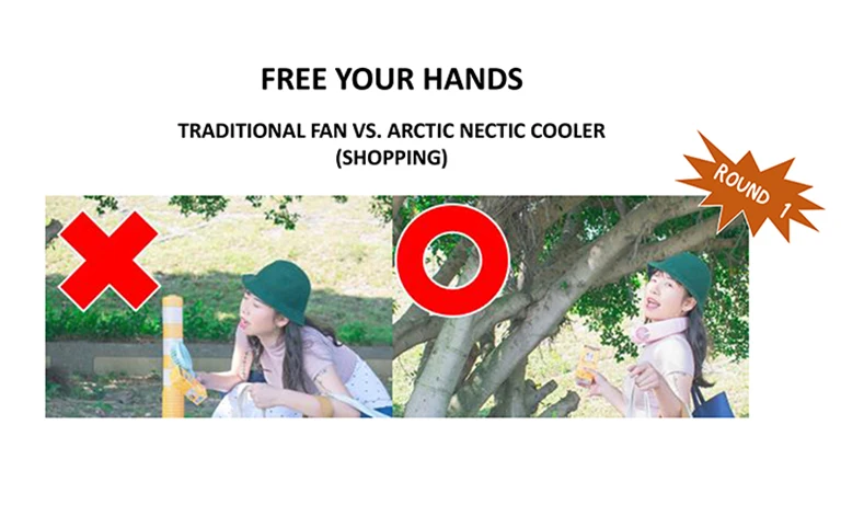 Arctic Neck Cooler fan Hands free fan Mini neck portable cooler Adjustable Sport Neck Band Dual Cooler Fan