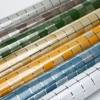 

Kitchen Bathroom PVC Waterproof Self Adhesive Wallpaper 3D Mosaic Thicken Fireproof Wall Sticker Modern Oil-proof 3D Wall Papers