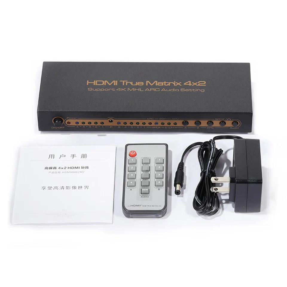 Unnlink HDMI Matrix 4X2 UHD 4K @ 30Hz сплиттер переключатель аудио экстрактор HIFI 5 1 Toslink + 3 Jack ARC