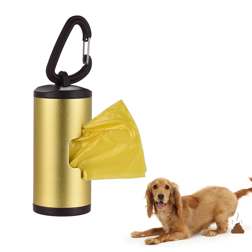 Красочный ультралегкий корм для питомцев, собаки держатель Портативный очиститель Алюминий трубка диспенсер гигиенических пакетов для собак включает в себя 15 шт. мусорные мешки многоразового использования