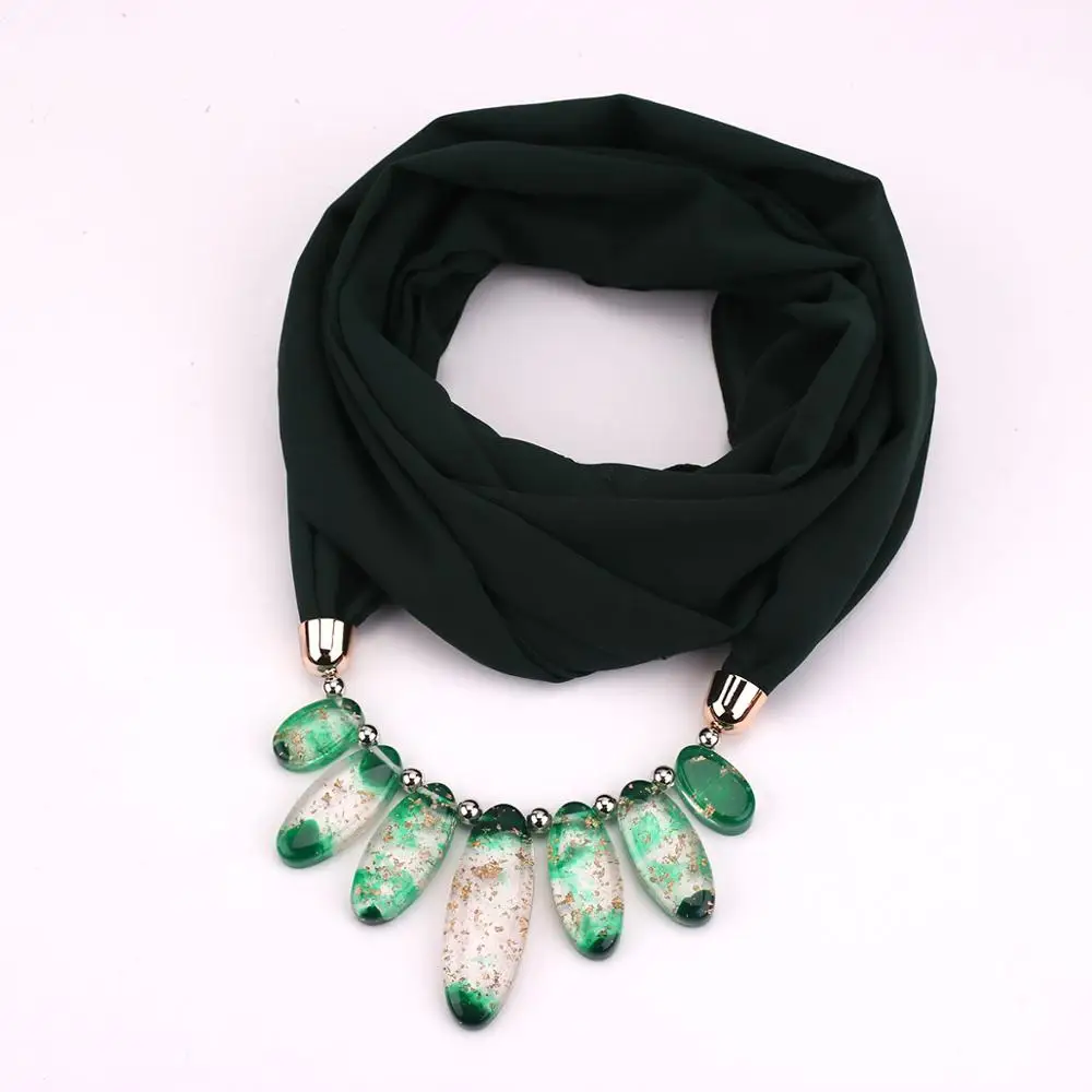 Дизайн, шарф, ожерелье для женщин, модное 11 цветов, массивное ожерелье, шарф для женщин, мусульманский платок, Женские Ювелирные изделия - Окраска металла: 7