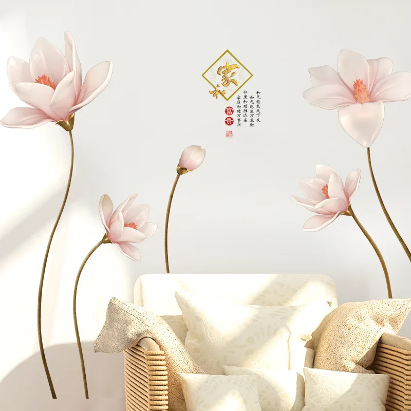 Теплые романтические Фэнтези Цветок орхидеи DIY съемные настенные наклейки для гостиной цветок лилии ТВ стены домашний декор Фреска Наклейка плакат
