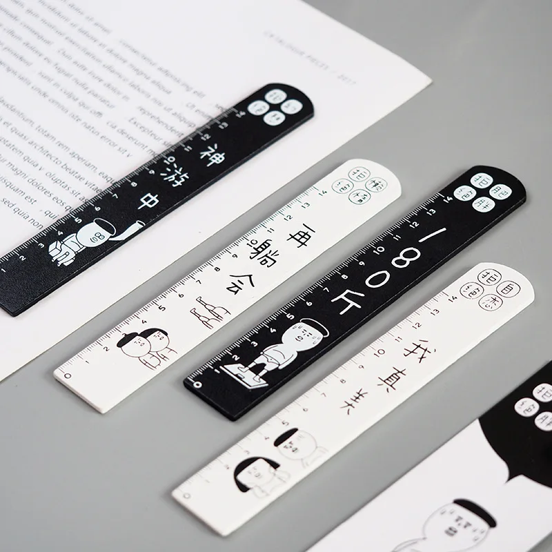 

1pcs creative shape fun print student stationery ruler ring finger re-lying / right or wrong series shaped wooden ruler