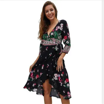 

2019 Hot Sale Women Long Dress Printing Beach Dress Tunica Maxi Dress Women's Party Dress Summer Dress Vestidos De Festa G322