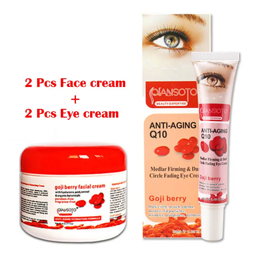 

4Pieces Goji Facial Cream Eye Cream Ageless Cream Face Whitening Skin Care Anti Wrinkle Eye Cream Remove Dark Circles Under Eyes