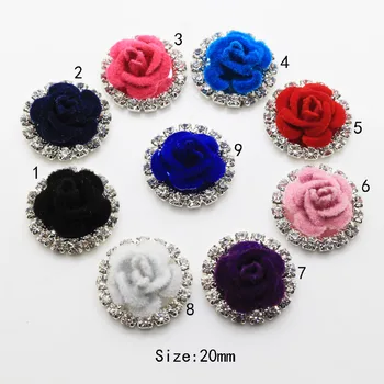 

High quality 10Pc 20mm Non-woven fabric roses buttons 2017 silver Rhinestone metal buttons Invitation DIY Wedding Apparel