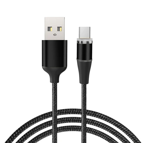 Магнитный USB кабель VOXLINK 1 м светодиодный для iPhone Xs 6 7 и USB TypeC кабель и Micro USB нейлоновая оплетка для samsung Xiaomi huawei LG USB C - Цвет: Black  for Type C