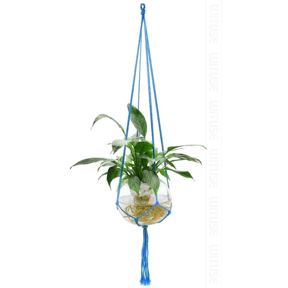 Сельская хлопковая вязаная вешалка для растений, корзина для кашпо, цветная веревка, 4 ножки, вешалка для растений, 6 цветов