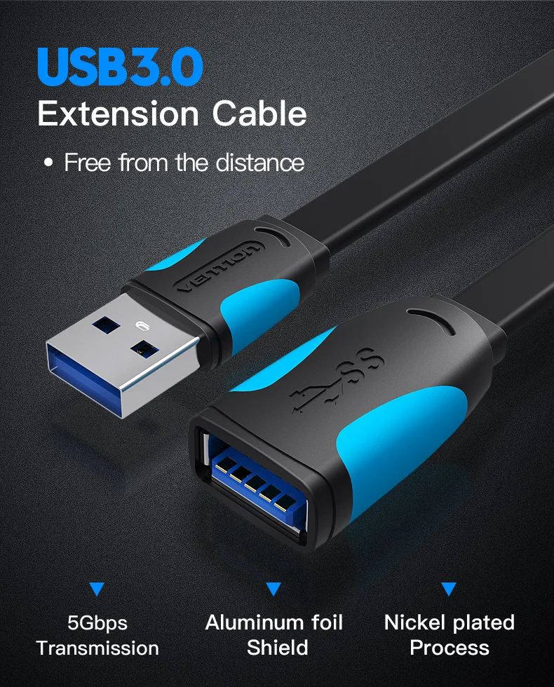 Vention USB кабель-удлинитель USB 3,0 кабель USB удлинитель для камеры PC PS4 Xbox Smart tv USB3.0 2,0 кабель для зарядки и передачи данных удлинитель