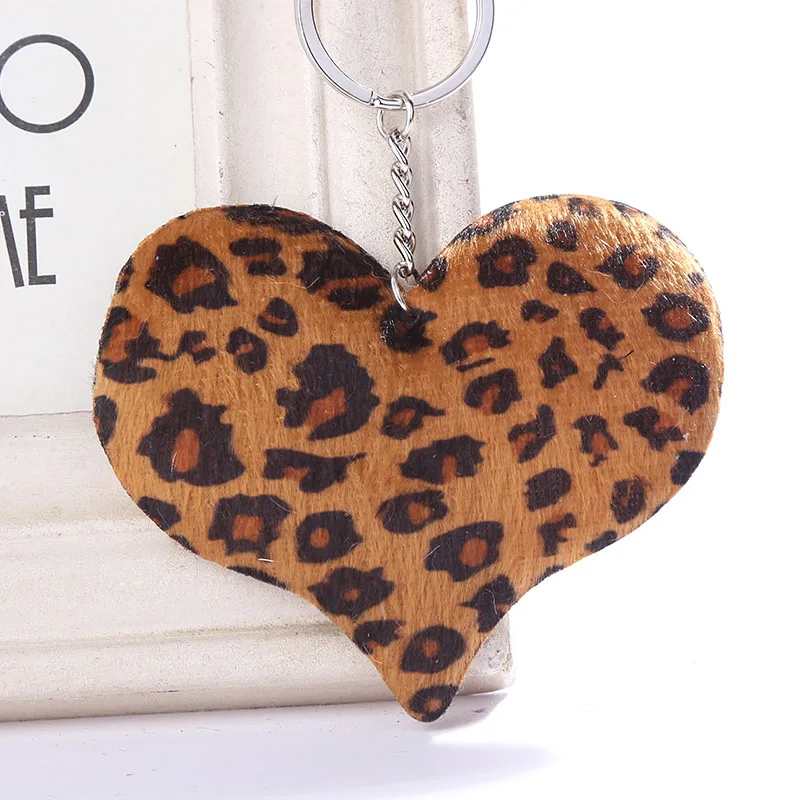 

Cute Heart Love Keychain Colorful Leopard Print Key Chain Gifts for Women llaveros para mujer Car Bag sleutelhanger Jewelry