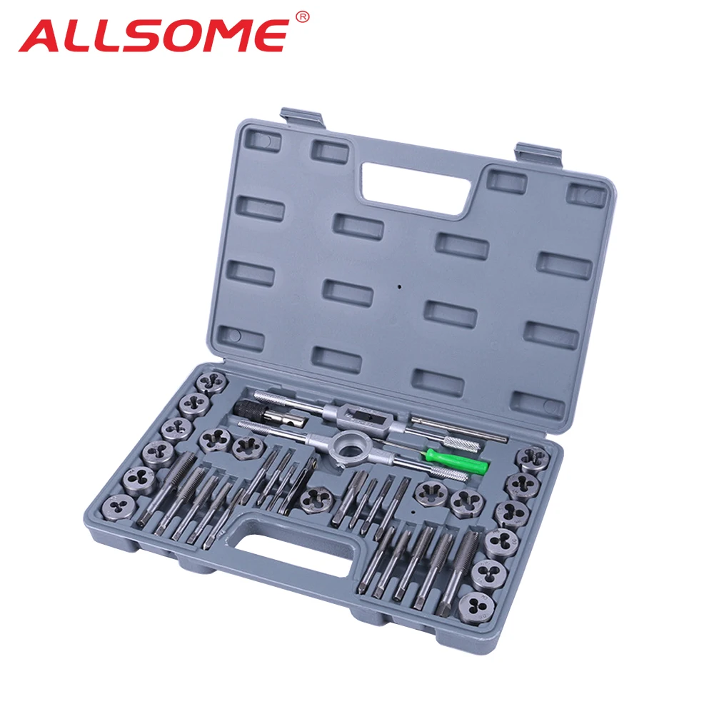 

ALLSOME 40pcs M3-M12 Screw Thread Metric Plugs Taps Tap wrench Die Wrench Set
