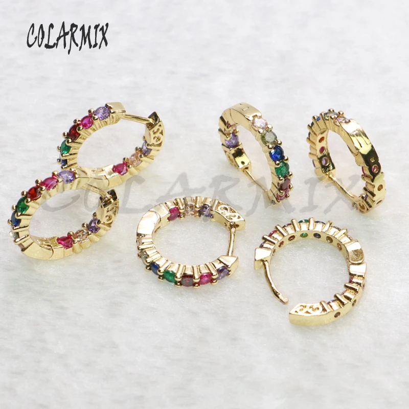 10 pairs tiny hook earrings rainbow crystal stud earrings accessories zircon earrings jewels accessories for women 5577