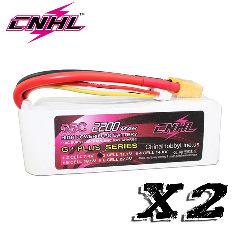 2 шт CNHL G+ плюс 2200 mAh 3 S 11,1 V 55C Lipo батарея