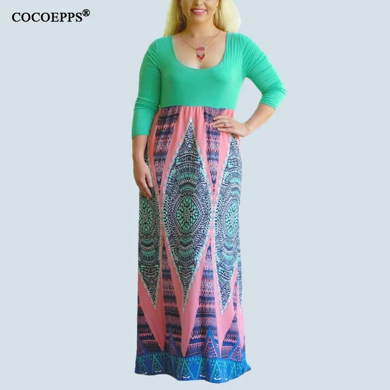 Осень с принтом 5xl 6XL Плюс размер Boho платья женские модные Vestidos зимние сексуальные