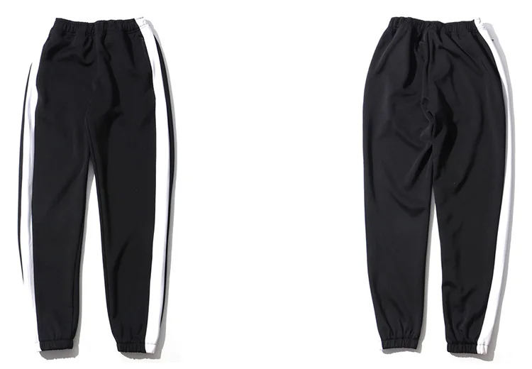 Harajuku Sweatpant Сторона Полосатый брюки Jogger для мужчин повседневное спортивные хип трек мотобрюки хлопок карман на молнии 2018 Лето осен