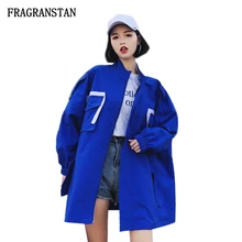 Для женщин Демисезонный стенд воротник свободные куртки Дамская мода одноцветное Цвет Oversize пальто с длинным рукавом Chic верхняя одежда JQ869