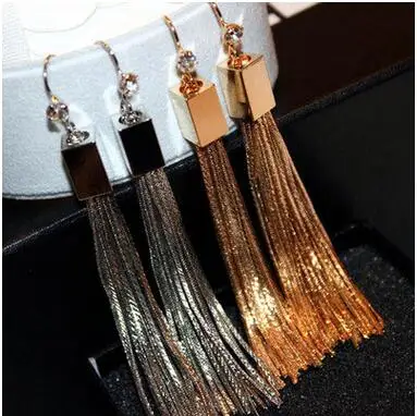 Золотой цвет заявление с металлической кисточкой Длинные Серьги для Для женщин Bijoux классический Модные украшения хороший подарок