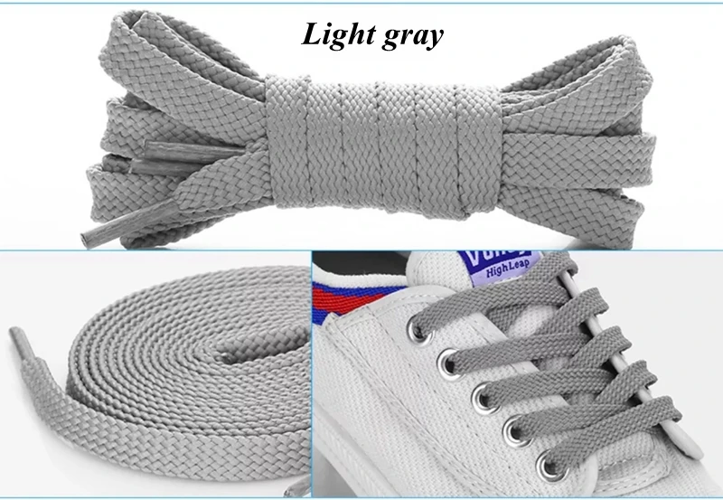 1 пара двойных плоских шнурков высокого качества из полиэстера шнурки Модные Спортивные Повседневные шнурки 28 цветов - Цвет: Light grey